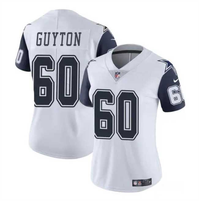 Women%27s Dallas Cowboys #60 Tyler Guyton White 2024 Draft Color Rush Limited Stitched Jersey Dzhi